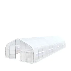 TMG-GH2060 20' x 60' Tunnel Greenhouse Grow Tent with Ripstop Leno Woven Clear Tarp Cover