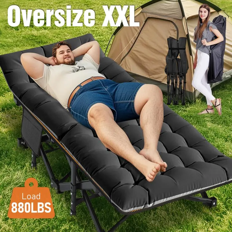 to 【Dealsforyoudays】Naudacaa Sided Camping Cots Fast worldwide shipping up Bed, Bag, 880 Portable Cot Sleeping Heavy Lbs Bed Carry 75"*28" with Early-bird special Mattress, Cot with Duty Guest Folding 2