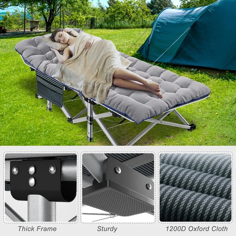 to 【Dealsforyoudays】Naudacaa Sided Camping Cots Fast worldwide shipping up Bed, Bag, 880 Portable Cot Sleeping Heavy Lbs Bed Carry 75"*28" with Early-bird special Mattress, Cot with Duty Guest Folding 2