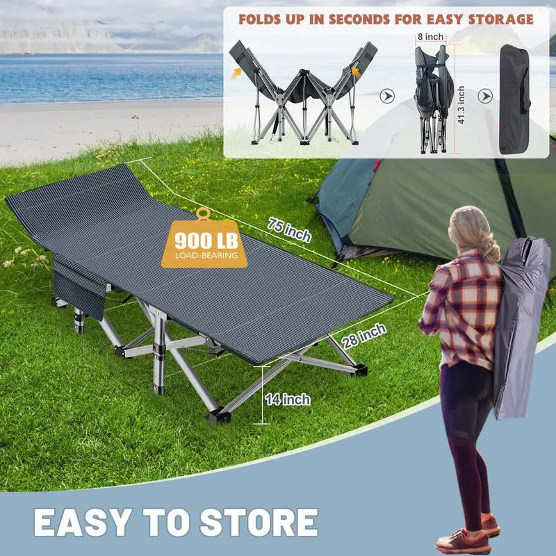 to 【Dealsforyoudays】Naudacaa Sided Camping Cots Fast worldwide shipping up Bed, Bag, 880 Portable Cot Sleeping Heavy Lbs Bed Carry 75"*28" with Early-bird special Mattress, Cot with Duty Guest Folding 2