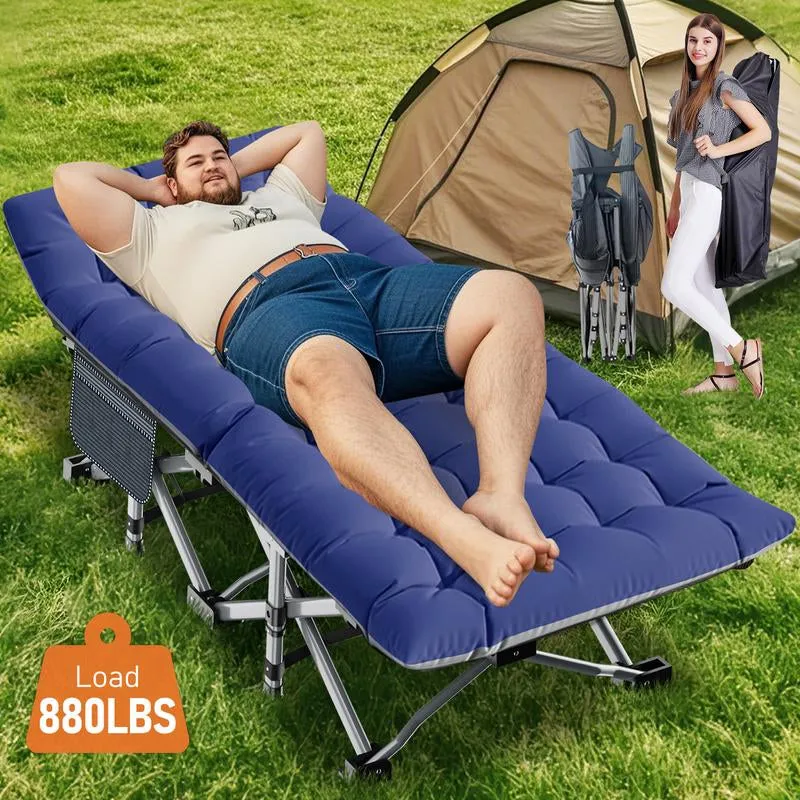 to 【Dealsforyoudays】Naudacaa Sided Camping Cots Fast worldwide shipping up Bed, Bag, 880 Portable Cot Sleeping Heavy Lbs Bed Carry 75"*28" with Early-bird special Mattress, Cot with Duty Guest Folding 2