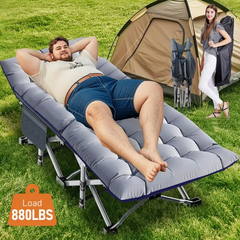 to 【Dealsforyoudays】Naudacaa Sided Camping Cots Fast worldwide shipping up Bed, Bag, 880 Portable Cot Sleeping Heavy Lbs Bed Carry 75"*28" with Early-bird special Mattress, Cot with Duty Guest Folding 2