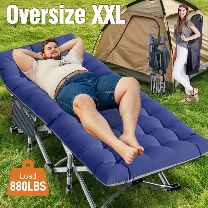 to 【Dealsforyoudays】Naudacaa Sided Camping Cots Fast worldwide shipping up Bed, Bag, 880 Portable Cot Sleeping Heavy Lbs Bed Carry 75"*28" with Early-bird special Mattress, Cot with Duty Guest Folding 2