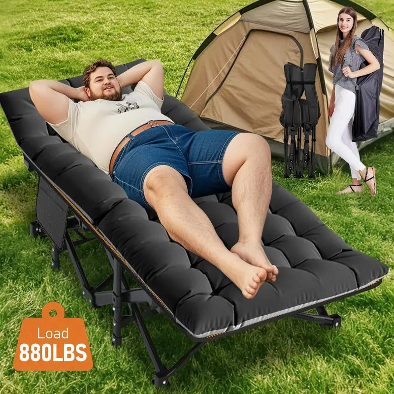 to 【Dealsforyoudays】Naudacaa Sided Camping Cots Fast worldwide shipping up Bed, Bag, 880 Portable Cot Sleeping Heavy Lbs Bed Carry 75"*28" with Early-bird special Mattress, Cot with Duty Guest Folding 2