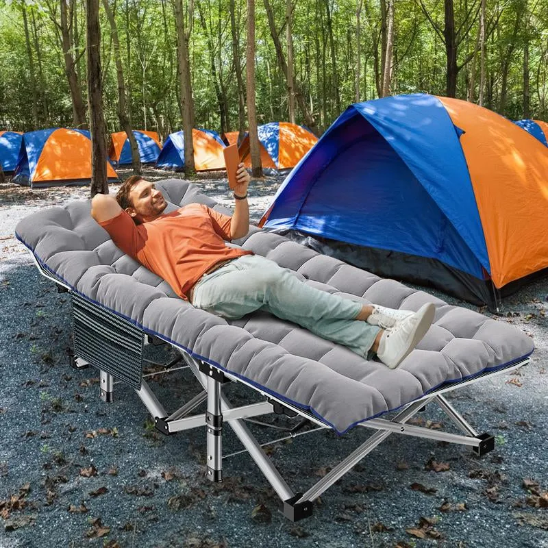 to 【Dealsforyoudays】Naudacaa Sided Camping Cots Fast worldwide shipping up Bed, Bag, 880 Portable Cot Sleeping Heavy Lbs Bed Carry 75"*28" with Early-bird special Mattress, Cot with Duty Guest Folding 2