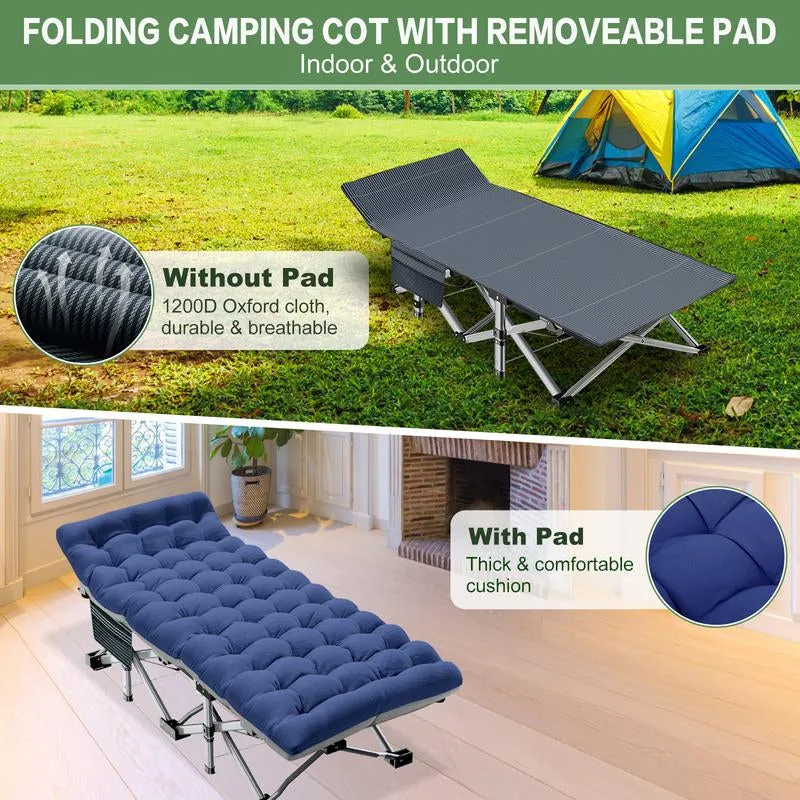 to 【Dealsforyoudays】Naudacaa Sided Camping Cots Fast worldwide shipping up Bed, Bag, 880 Portable Cot Sleeping Heavy Lbs Bed Carry 75"*28" with Early-bird special Mattress, Cot with Duty Guest Folding 2