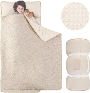 Toddler Nap Mat Beige Boho Tufted Geometric Kinder Nap Mats for Toddler Girls Boys Preschool Daycare Soft Fleece Kids Sleeping Mat Portable Sleeping Bag for Travel Camping