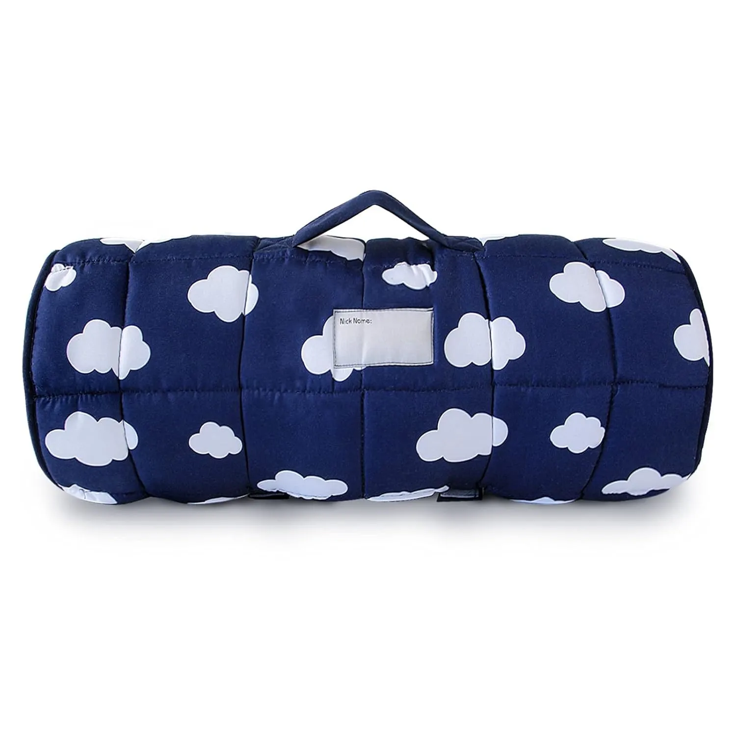 Toddler Nap Mat with Pillow and Blanket, Cot Nap Mats for Daycare Preschool Kindergarten, Lightweight Portable Travel Sleeping Bag for Kids, Super Soft & Cozy, Navy Cloud, 50" x 21"