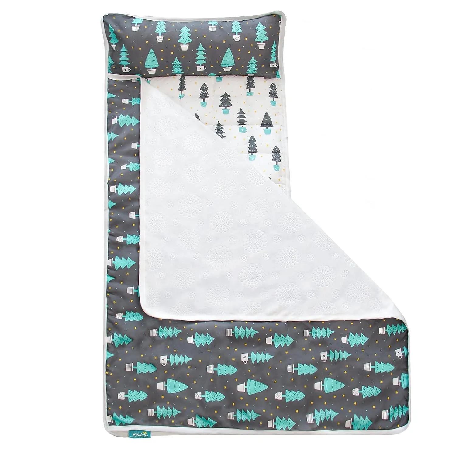 Toddler Nap Mat with Pillow and Blanket, Cot Nap Mats for Daycare Preschool, Lightweight Portable Travel Sleeping Bag for Kids, Warm & Skin-Friendly, Dark Woods, 50" x 21"
