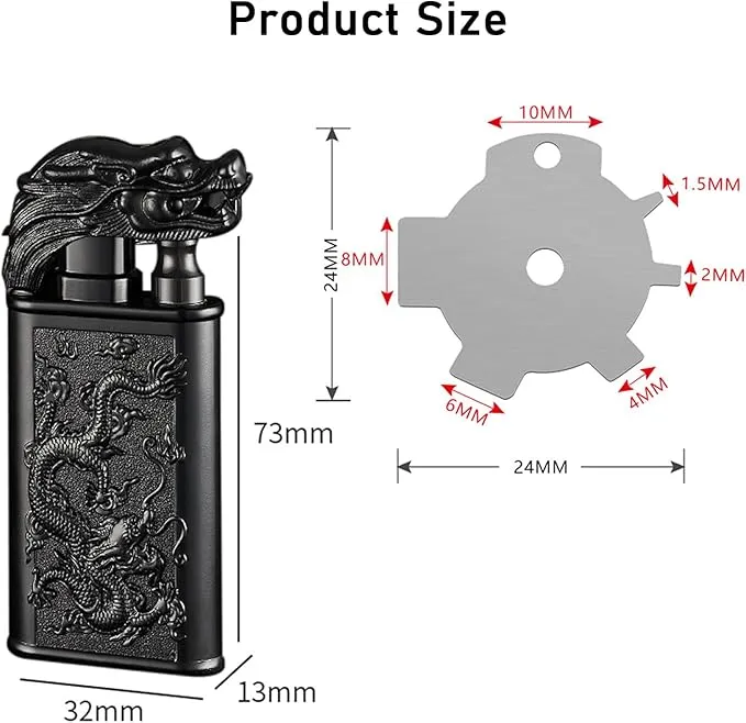 Torch Lighter Magic Dual Flame Dragon Lighter, Windproof Adjustable Jet Flame and Soft Flame, Refillable Butane Torch Lighter for Candle, Kitchen, Camping, BBQ (Without Butane)-Black