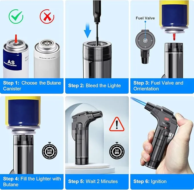 Torch Lighters, 4 Pack, Butane Refillable Jet Flame Torch Lighter, Windproof, Safe, Multi Utility Lighter for Candles, Fireplaces, Campfires, Grill (Without Butane)