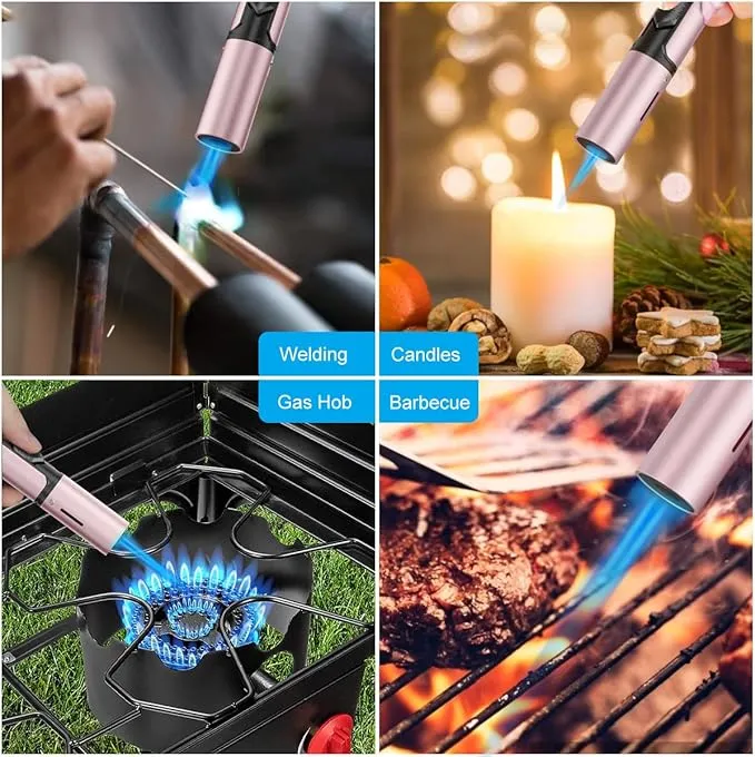 Torch Lighters, Candle Lighters 2 Pack, Butane Lighters, Multipurpose Windproof Butane Refillable Gas Torch Lighter, Jet Flame Mini Torch Lighter for Grills, Fireplaces, Camping. (Butane Not Included)