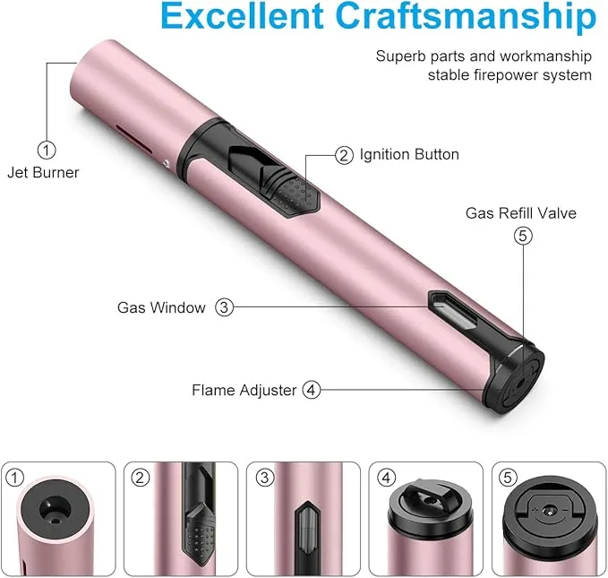 Torch Lighters, Candle Lighters 2 Pack, Butane Lighters, Multipurpose Windproof Butane Refillable Gas Torch Lighter, Jet Flame Mini Torch Lighter for Grills, Fireplaces, Camping. (Butane Not Included)