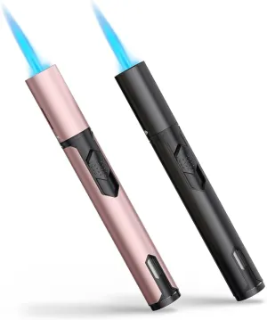 Torch Lighters, Candle Lighters 2 Pack, Butane Lighters, Multipurpose Windproof Butane Refillable Gas Torch Lighter, Jet Flame Mini Torch Lighter for Grills, Fireplaces, Camping. (Butane Not Included)