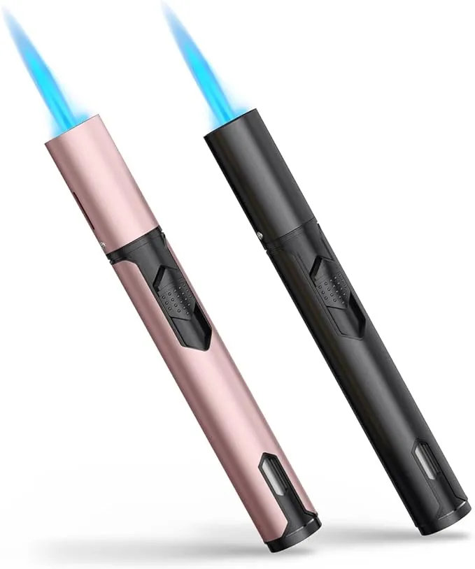 Torch Lighters, Candle Lighters 2 Pack, Butane Lighters, Multipurpose Windproof Butane Refillable Gas Torch Lighter, Jet Flame Mini Torch Lighter for Grills, Fireplaces, Camping. (Butane Not Included)