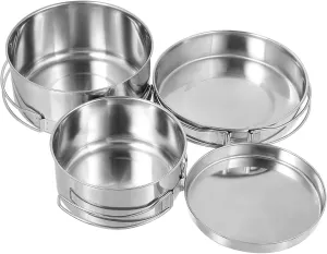 Toyvian 4Pcs Stainless Steel Camping Cookware Set Outdoor Pot Pan Set for Picnic Hiking and Cooking Stackable Design with Folding Handle Durable and Multifunctional Cookware