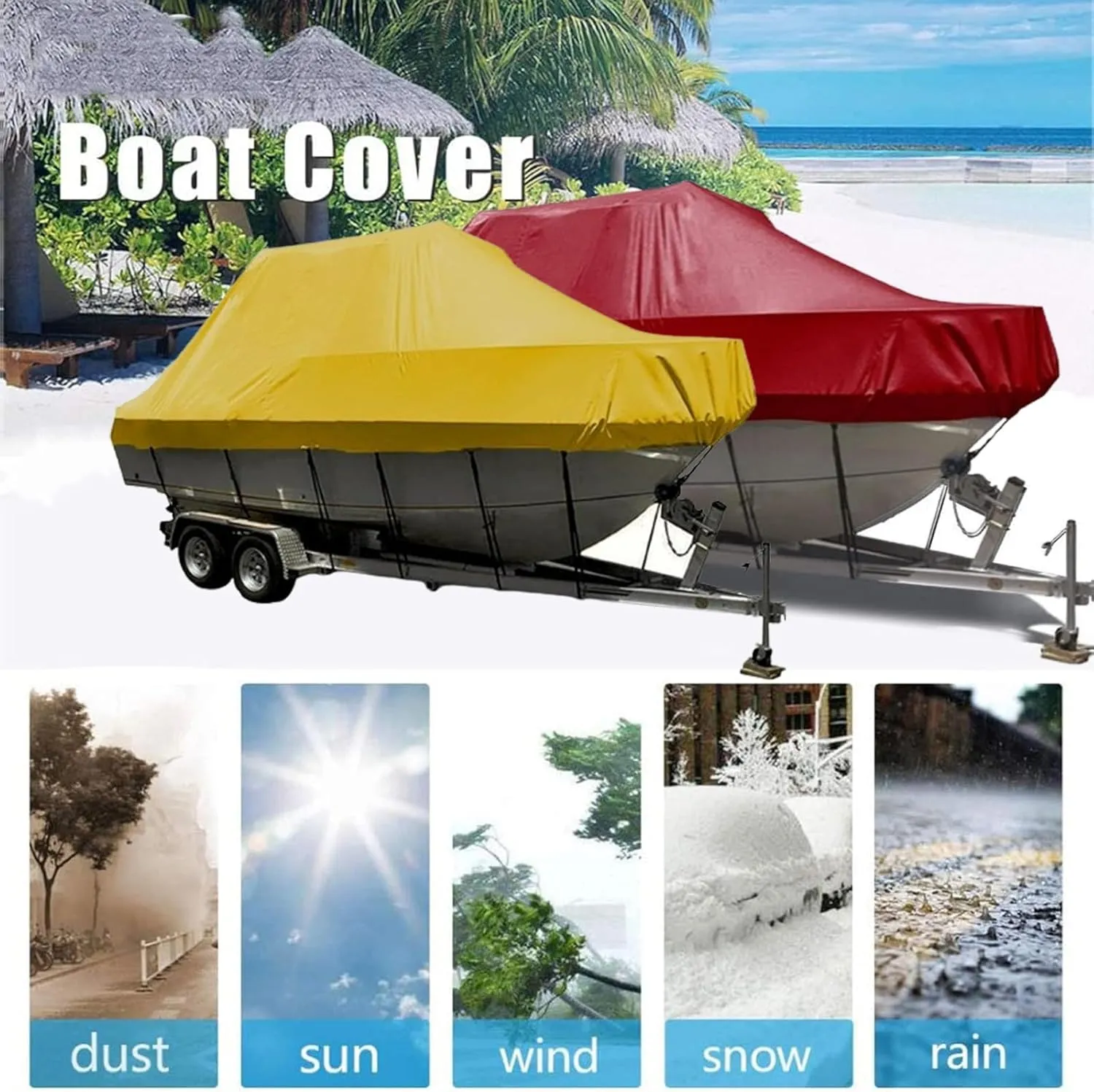 Trailerable Boat Covers,Waterproof UV Resistant 600D Heavy Duty Boat Cover Boat Tarp Center Console Cover Fits V-Hull,Yacht,Fishing Boat,Utiltiy Boats,Tri-Hull(Color:Yellow,Size:21to24FT: 732x300cm)
