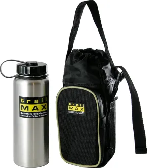 TrailMax 500 Series Water Bottle Horse Saddle Bag; Insulated & Padded Drink Holder; Western & endurance Saddle Water Carrier; Saddlebag w/ 1 Liter Stainless Steel Water Bottle; Black & Sand