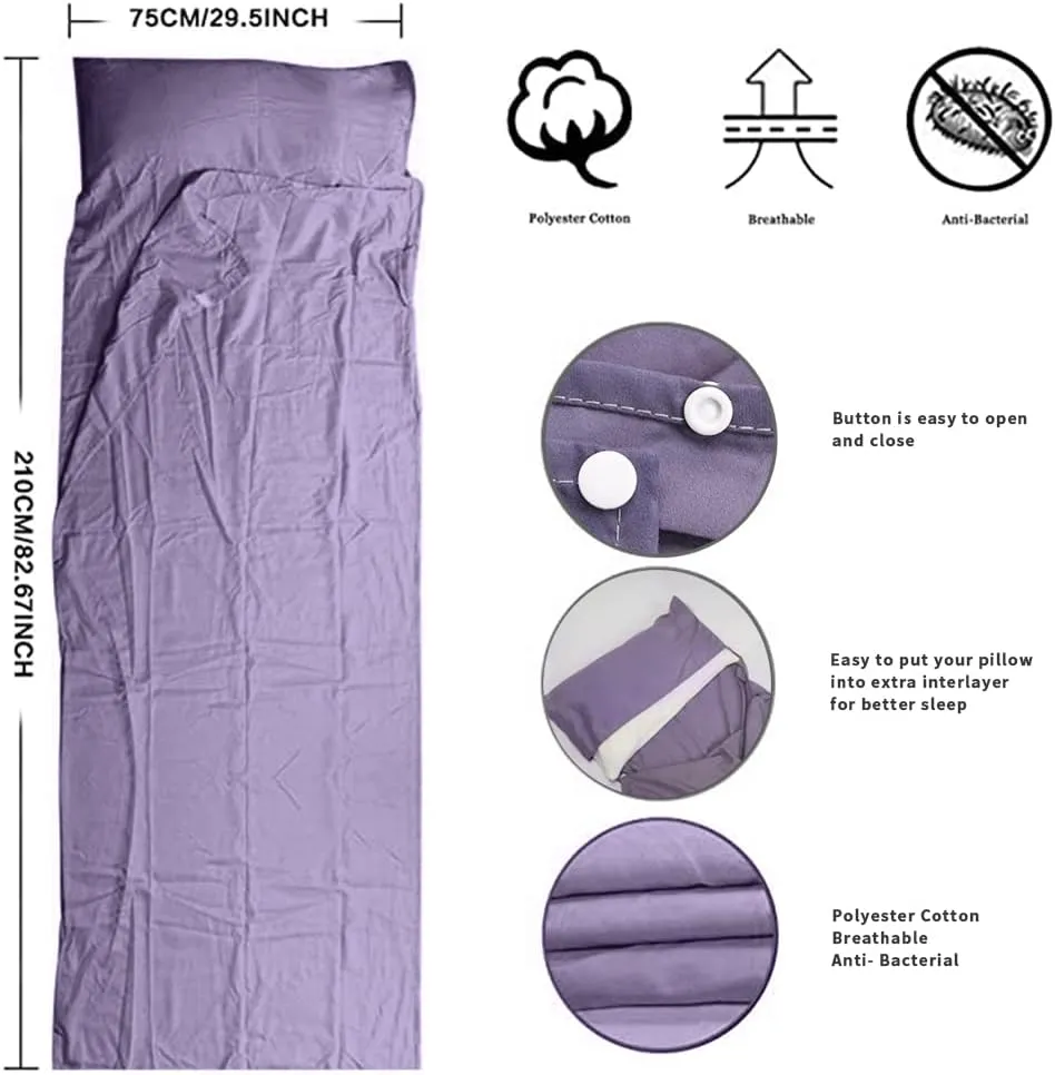 Travel and Camping Sheet Sleeping Bag Liner - Lightweight Compact and Portable Adult Sleeping Bag - Ideal for Traveling,Hostels and Camping