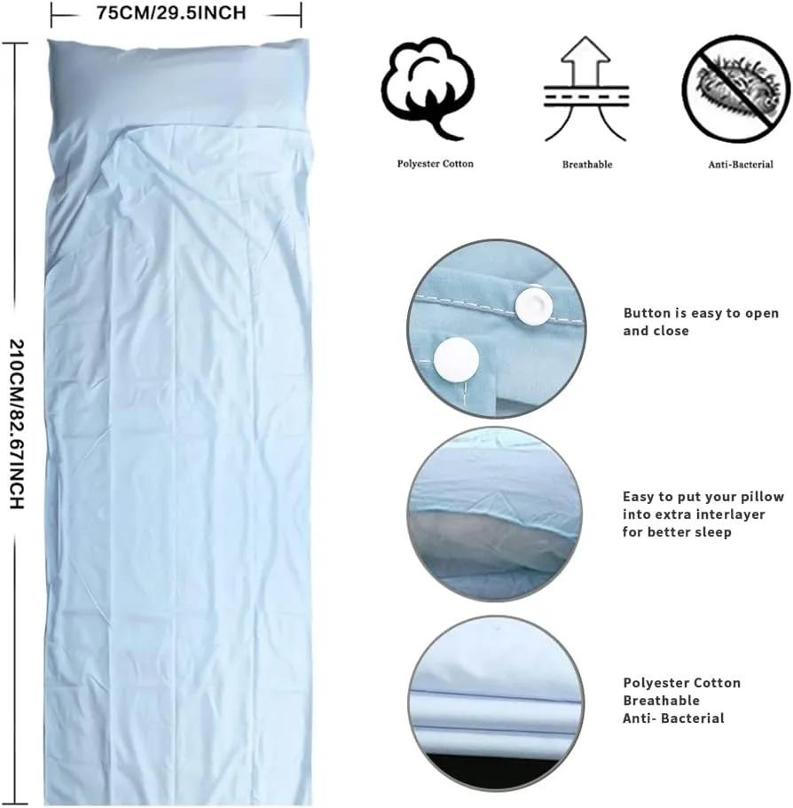 Travel and Camping Sheet Sleeping Bag Liner - Lightweight Compact and Portable Adult Sleeping Bag - Ideal for Traveling,Hostels and Camping