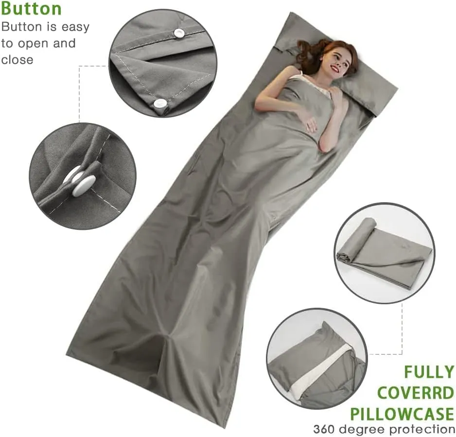 Travel and Camping Sheet Sleeping Bag Liner - Lightweight Compact and Portable Adult Sleeping Bag - Ideal for Traveling,Hostels and Camping