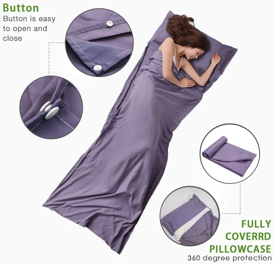 Travel and Camping Sheet Sleeping Bag Liner - Lightweight Compact and Portable Adult Sleeping Bag - Ideal for Traveling,Hostels and Camping