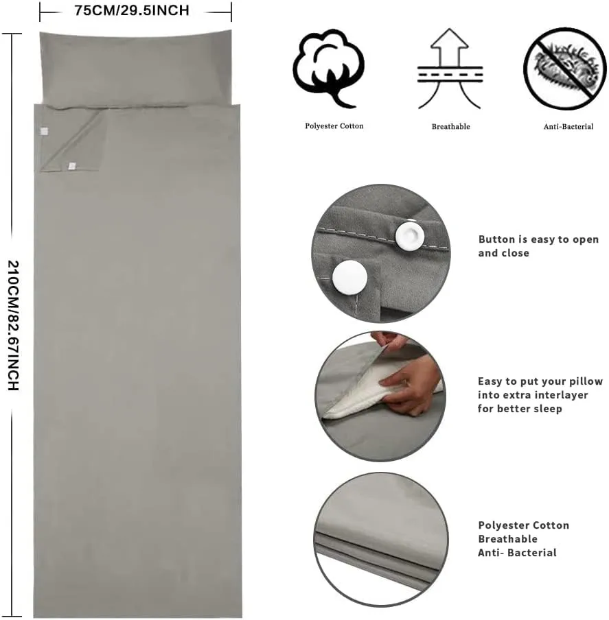 Travel and Camping Sheet Sleeping Bag Liner - Lightweight Compact and Portable Adult Sleeping Bag - Ideal for Traveling,Hostels and Camping