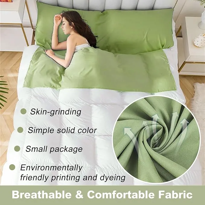 Travel and Camping Sheets Sleeping Bag Liner,Lightweight Travel Sheets for Hotel Portable Hotel Sleeping Bag Sack for Adults,Premium Soft Hotel Sleep Sheet for Traveling Hostels Picnic