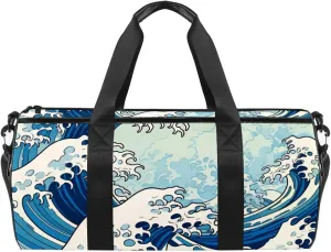 Travel Bag,Mens Gym Bag,Womens Gym Bag,Blue Waves Abstract Ocean,Sports Bag