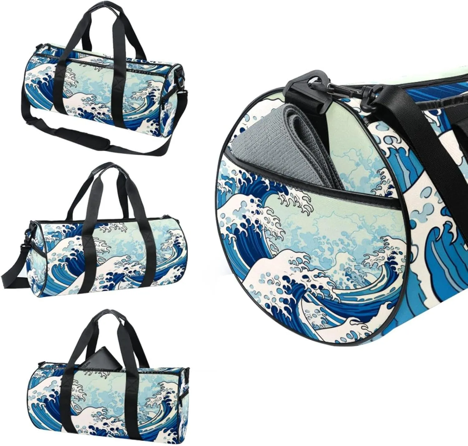 Travel Bag,Mens Gym Bag,Womens Gym Bag,Blue Waves Abstract Ocean,Sports Bag