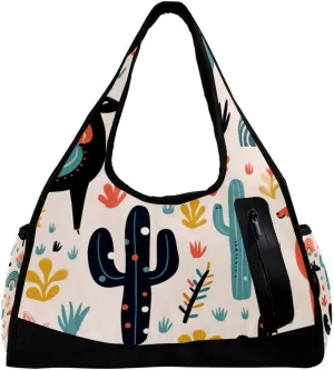Travel Bag,Mens Gym Bag,Womens Gym Bag,Cactus Funny Llama,Sports Bag