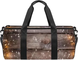 Travel Bag,Mens Gym Bag,Womens Gym Bag,Christmas Lights Decoration Wood Planks,Sports Bag