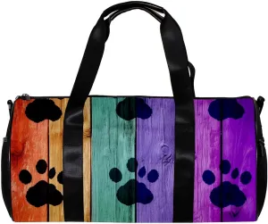 Travel Bag,Mens Gym Bag,Womens Gym Bag,Colorful Dog Footprint,Sports Bag