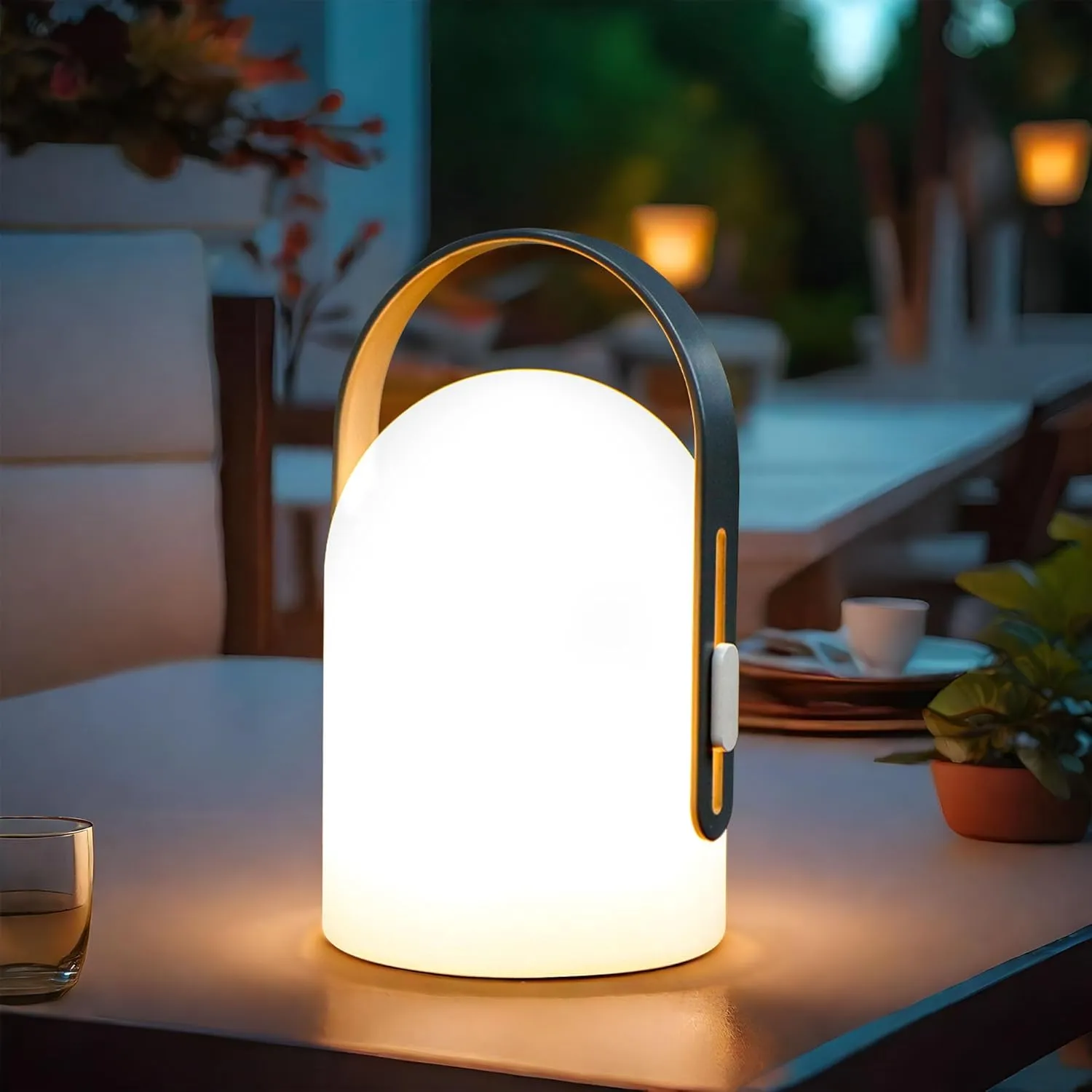 TRIROCKS Rechargeable Lantern Table Lamp Portable Powerful 4000mAh LED Battery Operated Table Lamps 3-Mode Lighting Outdoor Night Lamp Lantern for Christmas Home Bedroom Camping Outdoor Indoor
