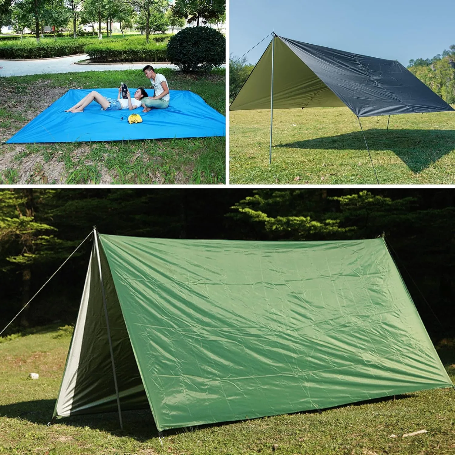 TRIWONDER Hammock Rain Fly Waterproof Tarp Camping Tent Footprint Ground Cloth Backpacking Tarp Camp Shelter Sunshade Mat for Outdoor Hiking Beach Picnic