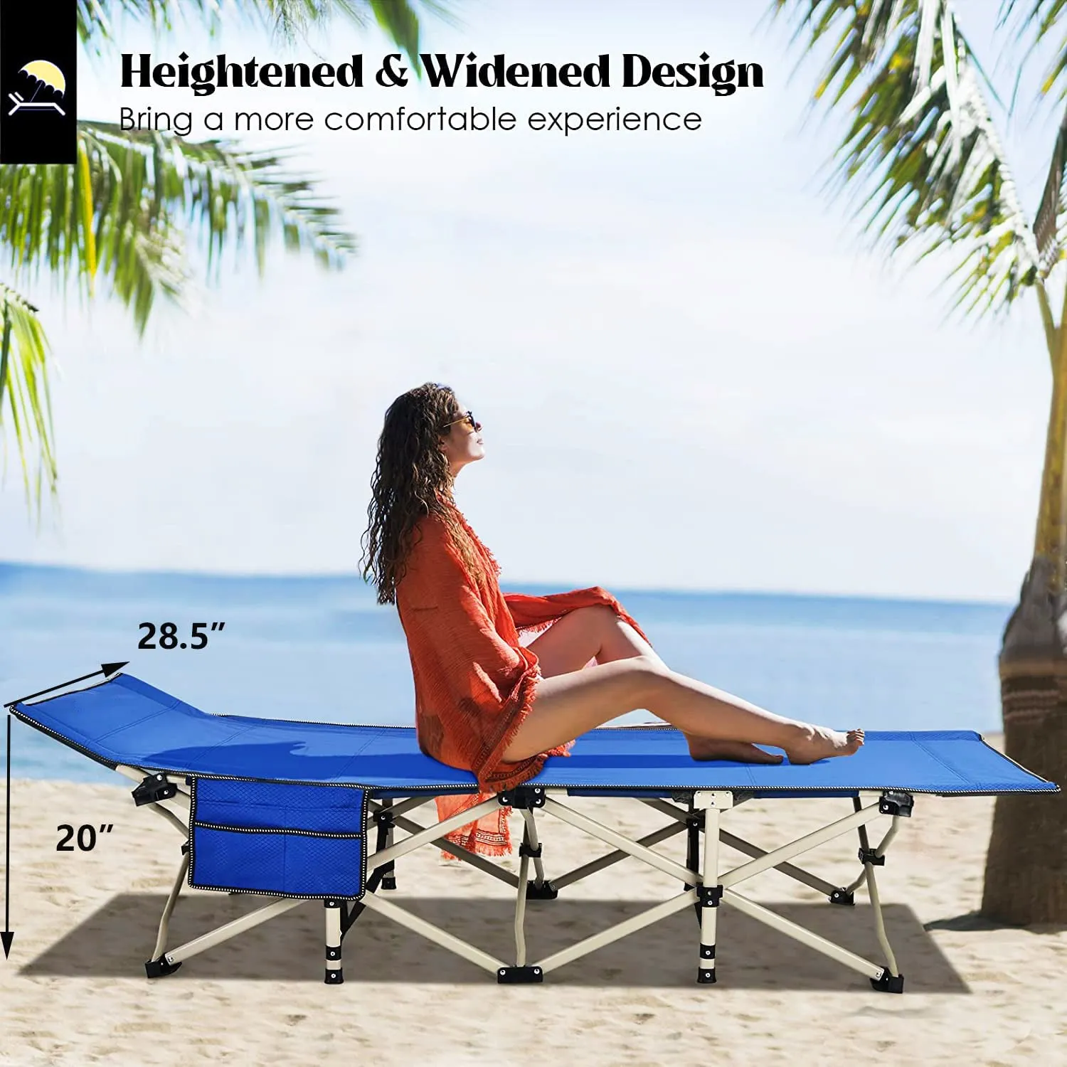 Twin Heavy-Duty Foldable Camping Cot with Carrying Bag