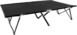 Two Person Folding Sun Lounger Black Steel,Double Camping Cot: Durable and Comfortable Sun Lounger for Two