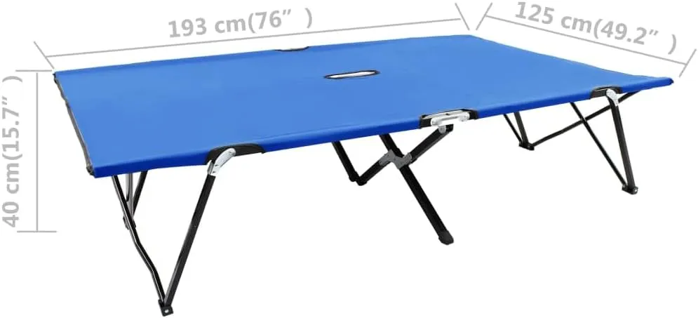 Two Person Folding Sun Lounger Blue Steel,Double Patio Camping Cot for Comfort and Durability Outdoor Furniture, Sun Loungers
