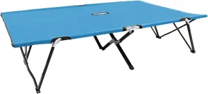 Two Person Folding Sun Lounger Blue Steel,For easy transport and storage, the cot folds compactly, making it your ideal camping partner. Whether you're exploring the wilderness or simply enjoying your