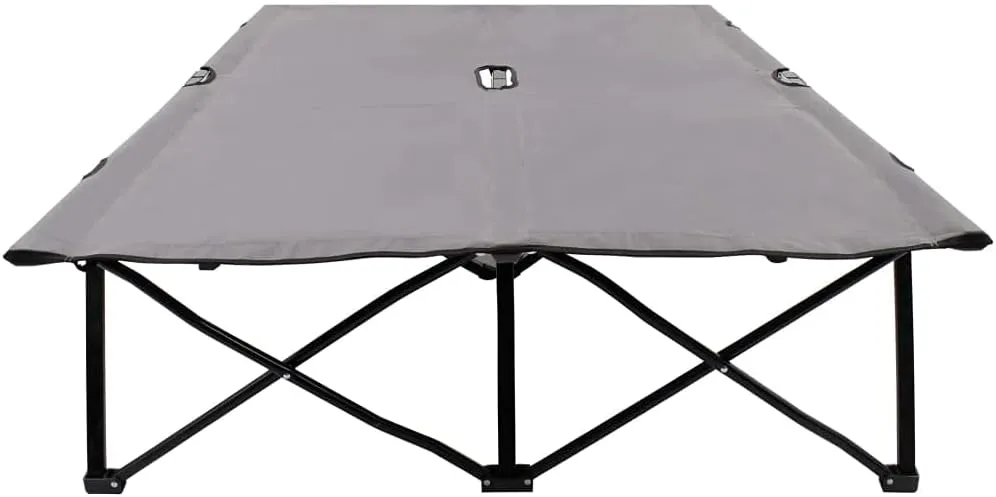 Two Person Folding Sun Lounger Gray Steelpatio Camping Chairs Tanning Chair Recliner Suitable for Garden Courtyard