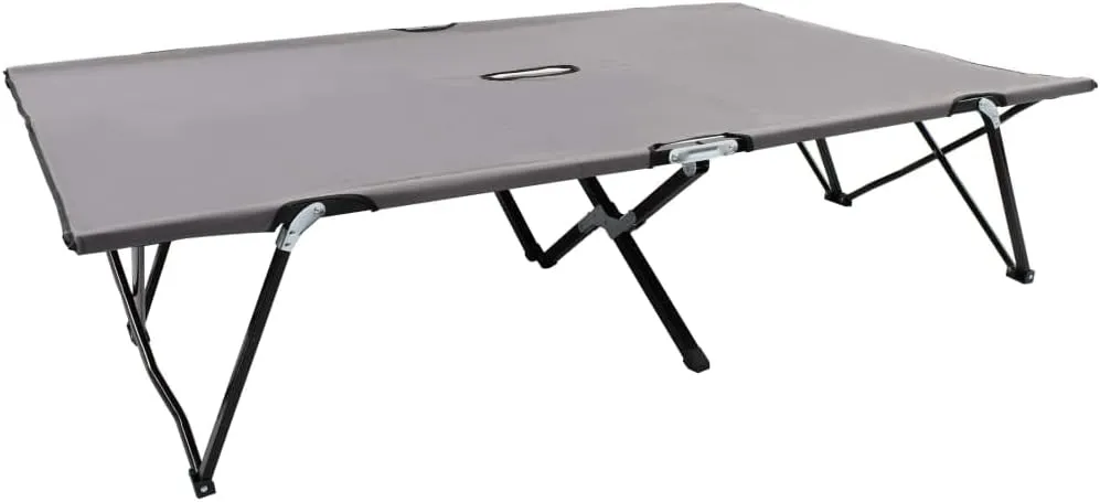 Two Person Folding Sun Lounger Gray Steelpatio Camping Chairs Tanning Chair Recliner Suitable for Garden Courtyard
