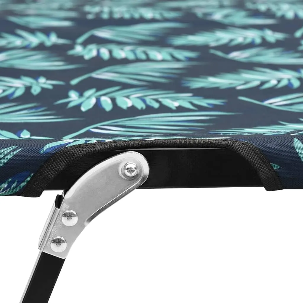 Two Person Folding Sun Lounger Leaf Print Steel,Double Folding Camping Cot for Added Comfort and Durability, 1, Green