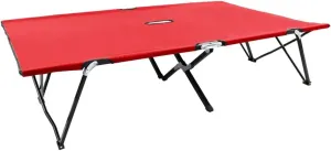Two Person Folding Sun Lounger Red Steel,Relax in Style: Double Patio Camping Cot for Unparalleled Comfort