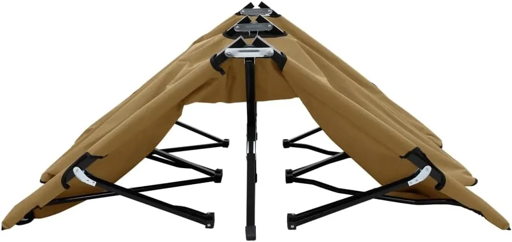 Two Person Folding Sun Lounger Taupe Steel,Versatile Double Camping Cot for Outdoor Adventures: Unrivaled Comfort and Durability Outdoor Furniture, Sun Loungers, 1
