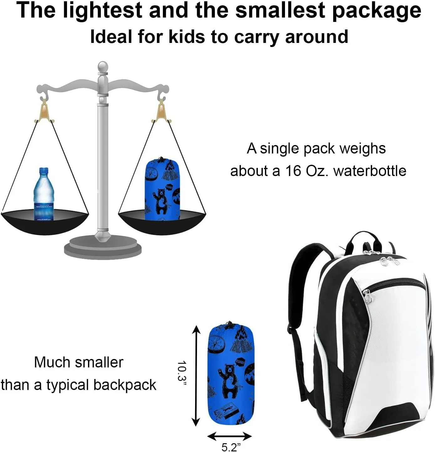 Ultralight 3 Season Kids Sleeping Bag | 50F- 70F Indoor/Outdoor Sleeping Bag for Boys, Girls, Toddlers and Youth | Ultra Compact, Ideal for Camping and Sleepover