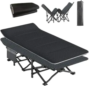 Ultralight Camping Bed Lightweight Folding Cot with Carry Bag Supports 450 Lbs for Adults with Cushion Comfortable
