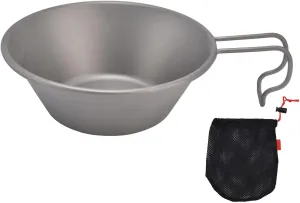 Ultralight Camping Cookware, Outdoor Camping Picnic Titanium Bowl Cup with Folding Handle for Camping, Traveling, Picnic, Hiking