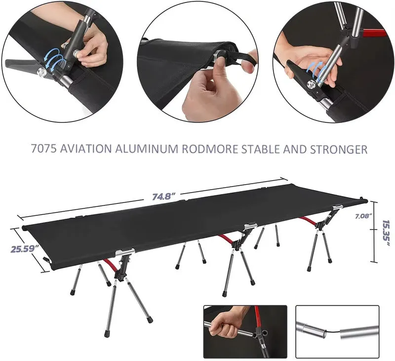 Ultralight Camping Cot | 7075 Aviation Aluminum | Lever Locking