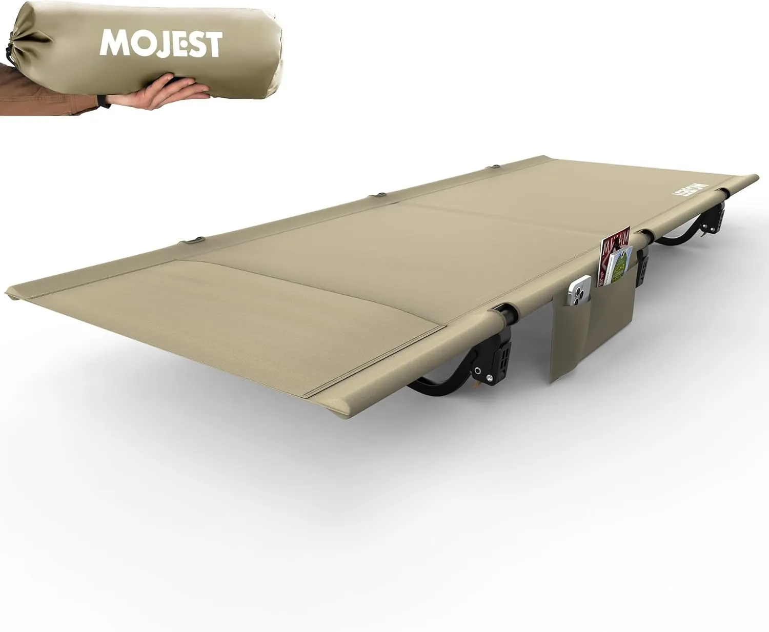 Ultralight Camping Cot for Adults, Portable Folding Camping Bed, Supports 350 lbs - Lightweight for Travel, Camping, Hiking, Backpacking, Mountaineering (Khaki)
