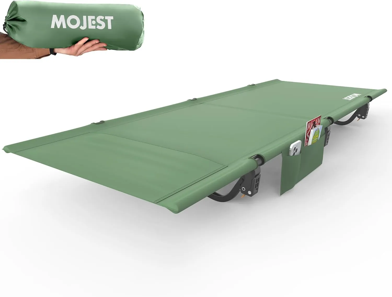 Ultralight Camping Cot for Adults, Portable Folding Camping Bed, Supports 350 lbs - Lightweight for Travel, Camping, Hiking, Backpacking, Mountaineering, Light Green